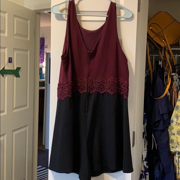 Burgandy and Black Romper - Picture 2 of 3